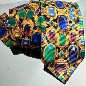 Byzantine Jewelry Tie Mans Mens Neckwear Gift NWT Novelty Gold Sapphire Baroque